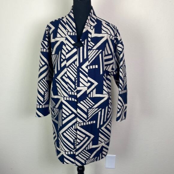 Old Navy Blue/white southwestern print open front jacket women’s M - Picture 1 of 12